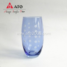 Blue Clear tall glass with Spray color&Etching glass